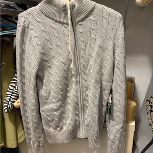 Ralph Lauren Light Gray Cable Knit Turtleneck Sweater
